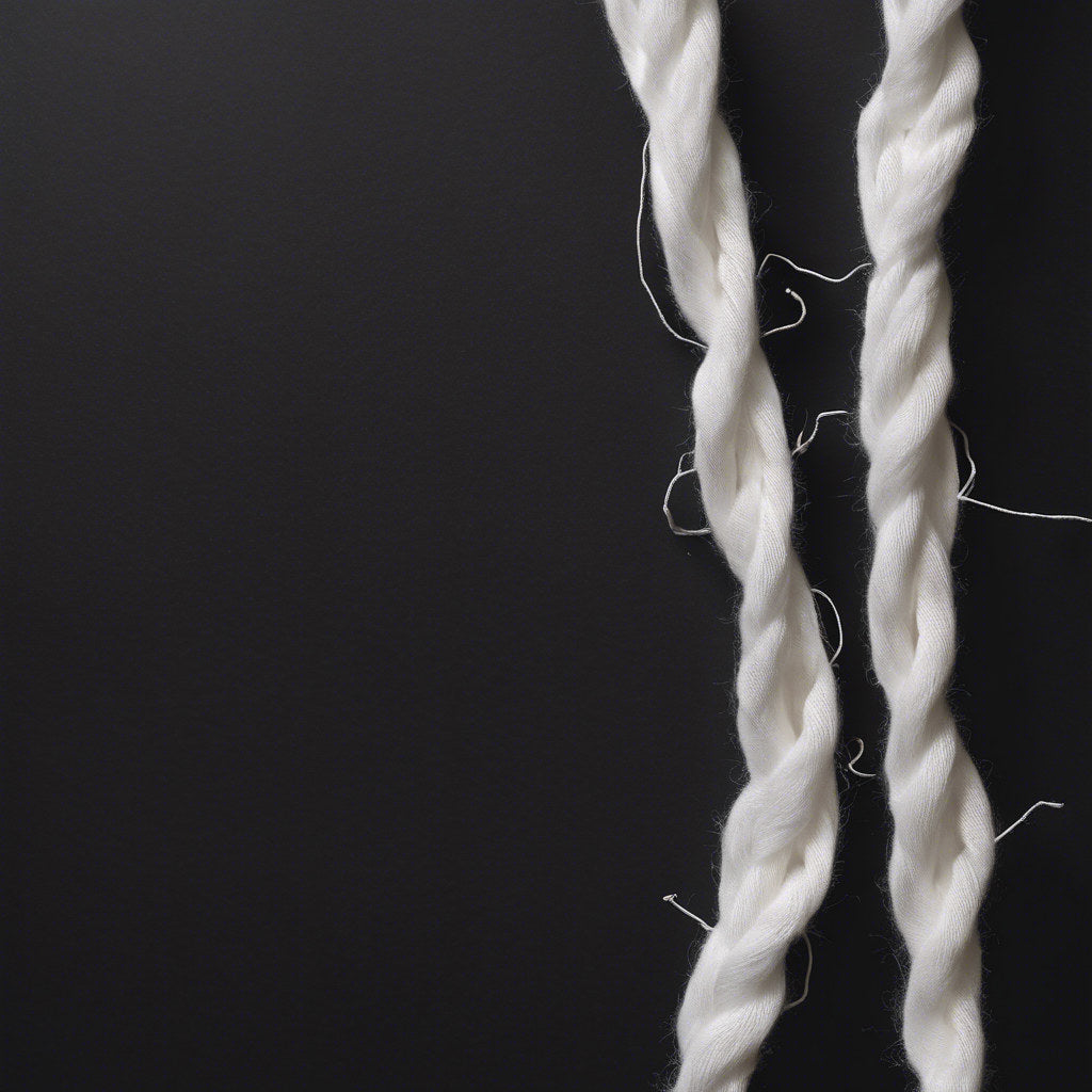 A single hand-tied tzitzit string, close up